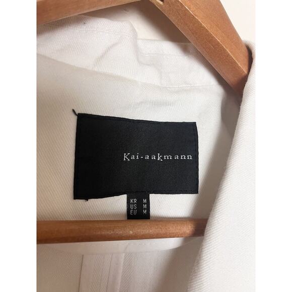 Kai-aakmann Women’s Sz Medium White Cotton Flax Blazer Jacket - Picture 3 of 8